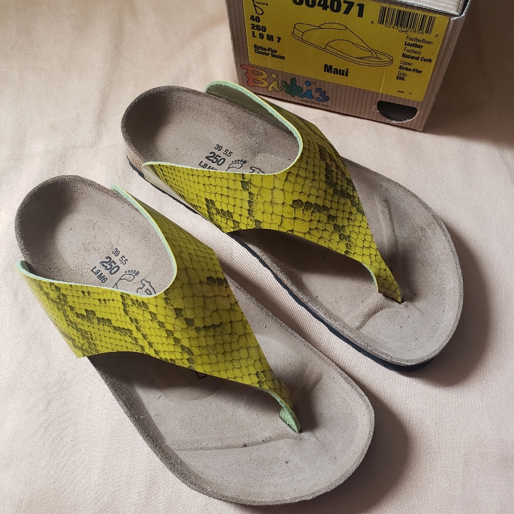 Birkis Birkenstock Snake Print Sandals